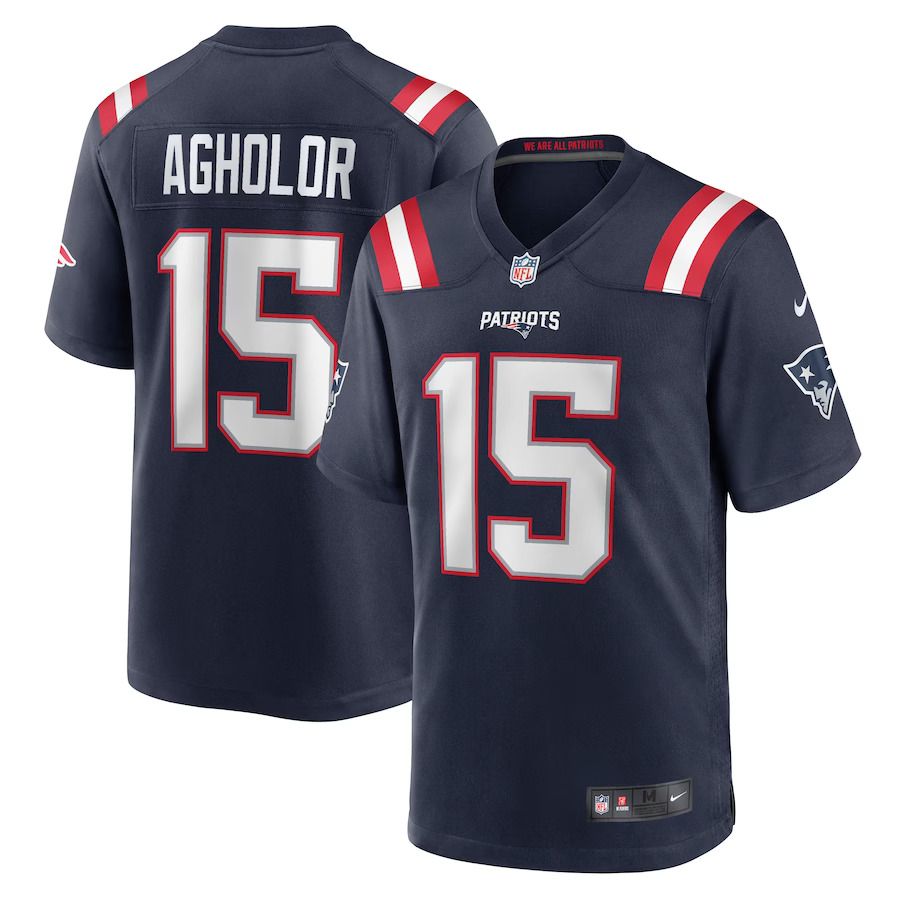 Men New England Patriots 15 Nelson Agholor Nike Navy Game Player NFL Jersey
